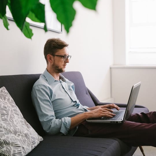 Better employee on a couch